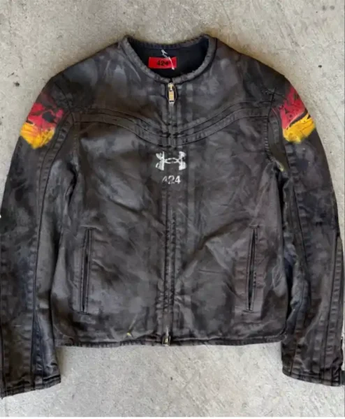 424 x Under Armour Black Leather Jacket