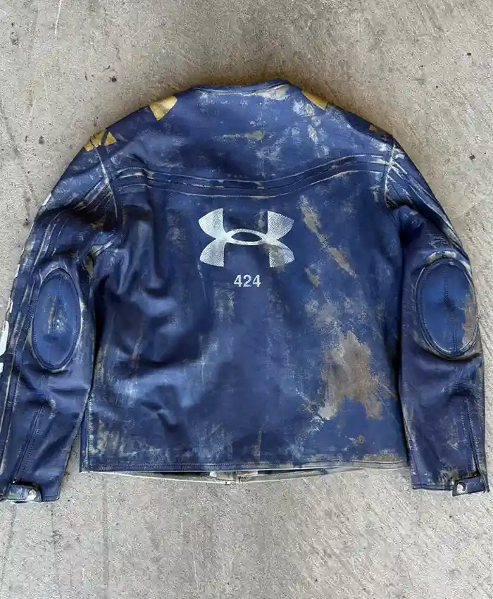 424 x Under Armour Blue Leather Jacket For Sale