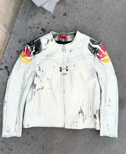 424 x Under Armour Leather White Jacket
