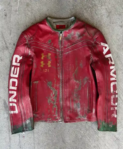 424 x Under Armour Red Leather Jacket