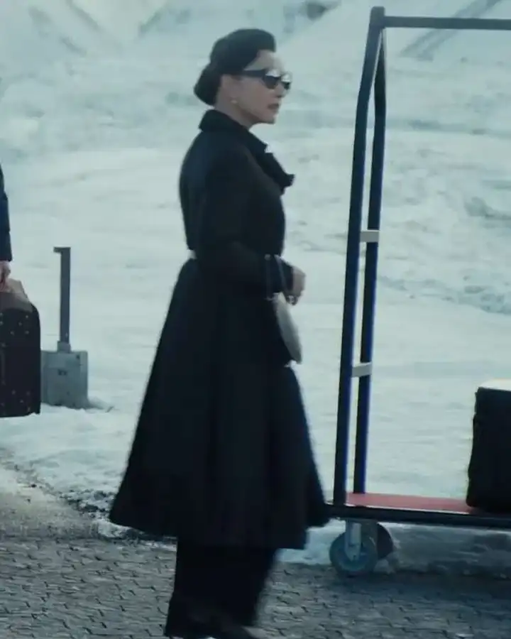 A Murder at the End of the World Lu Mei Black Wool Trench Coat.webp