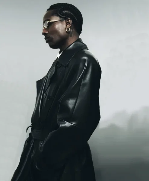 ASAP Rocky 2026 Campaign Black Leather Coat.webp