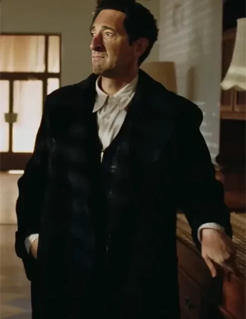Adrien Brody The Brutalist Black Trench Coat.webp