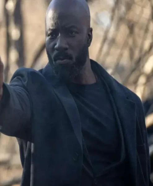 Alarum Mike Colter Black Wool Coat clsoeup.webp