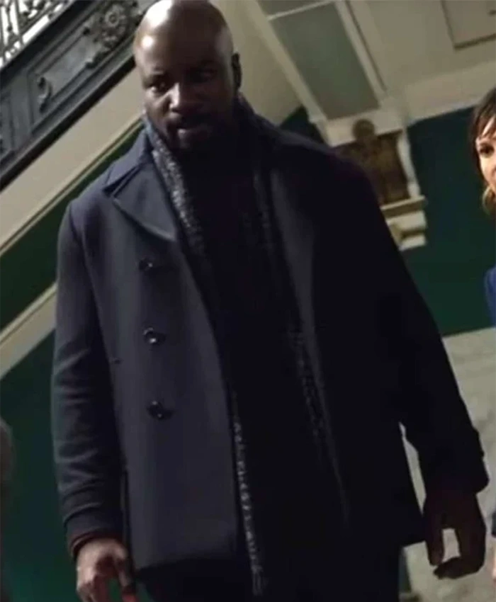 Alarum Mike Colter Black Wool Coat front.webp