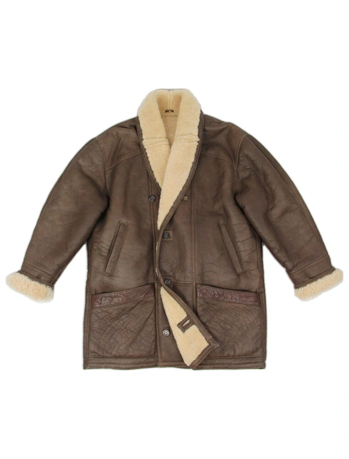 Anthony Shearling Buttoned Closure Brown Coat Front.webp