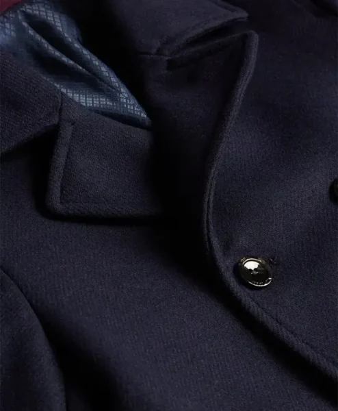 Archive 81 Mark Higgins Navy Blue Pea Coat closeup.webp