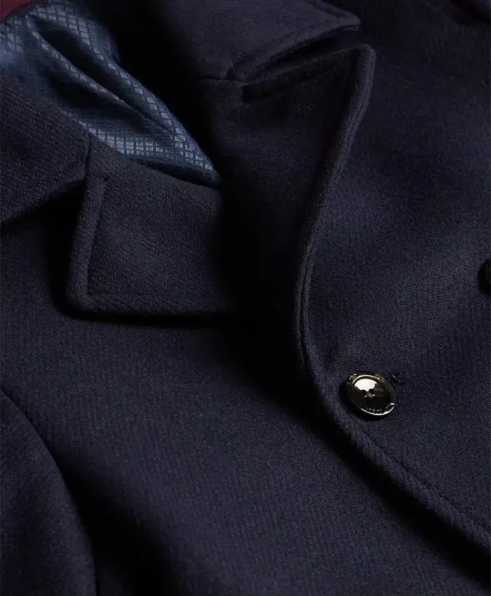 Archive 81 Mark Higgins Navy Blue Pea Coat closeup.webp
