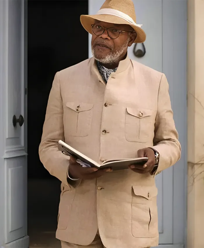 Argylle Samuel L. Jackson Beige Coat.webp