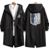 Attack on Titan Eren Levi Black Hooded Cotton Coat .webp