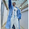 Bad Bunny Blue Shearling Coat Front.webp