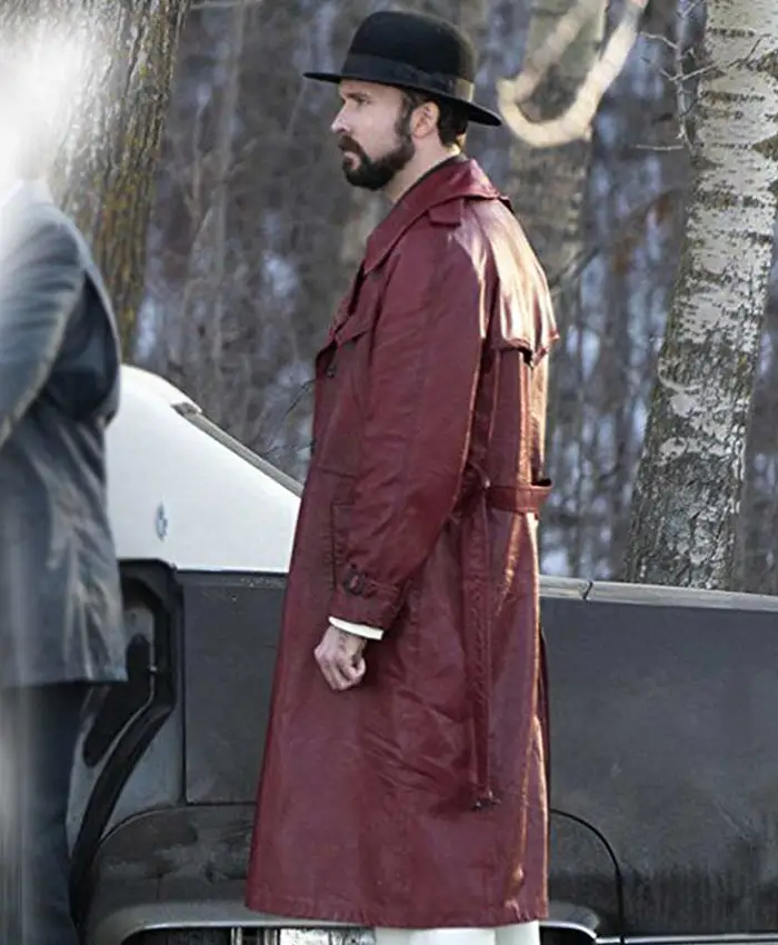 Brad Mann Fargo Gale Kitchen Maroon Trench Coat left.webp