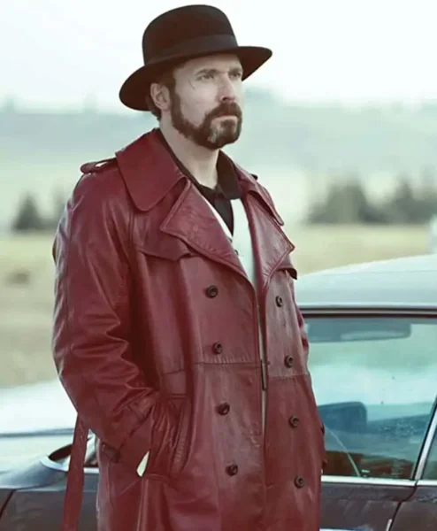 Brad Mann Fargo Gale Kitchen Maroon Trench Coat right front.webp