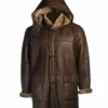 Brent Hook Closure Chocolate Brown Hooded Leather Coat.webp