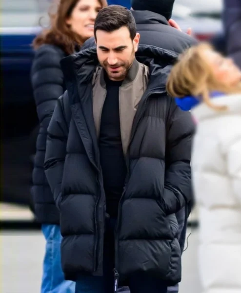 Brett Goldstein Office Romance Black Puffer Coat For Sale.webp