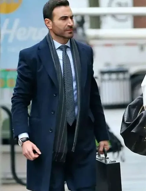 Brett Goldstein Office Romance Blue Wool Coat.webp