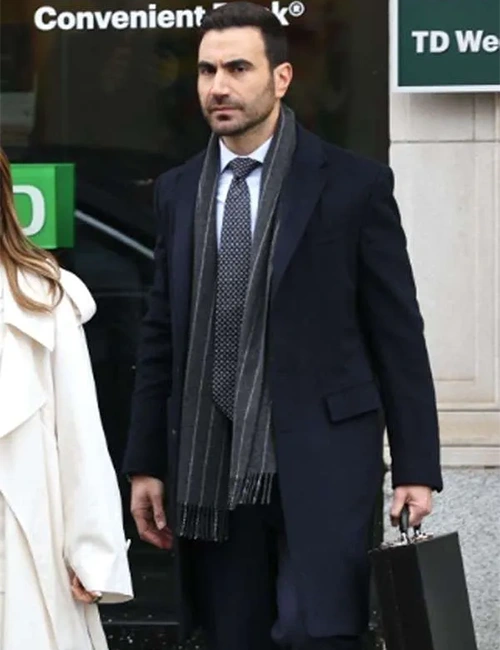 Brett Goldstein Office Romance Blue Wool Coat For Sale.webp