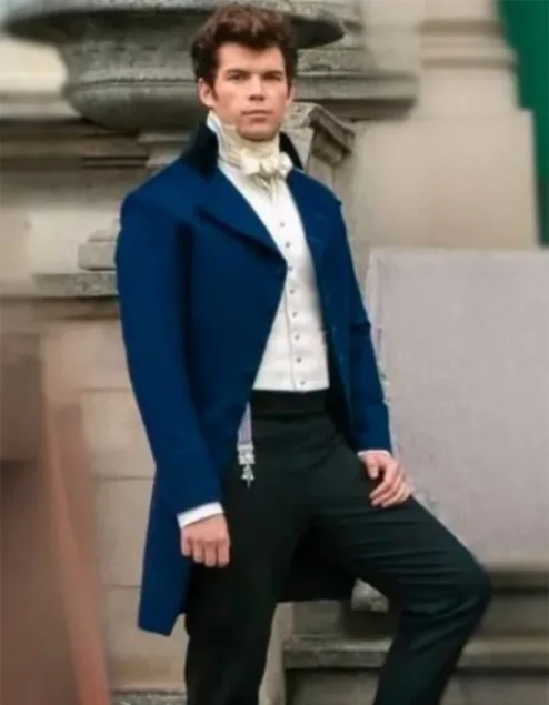 Bridgerton Colin Bridgerton Blue Cotton Tailcoat Blazer.webp