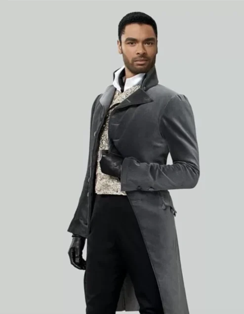 Bridgerton Simon Basset Grey Velvet Long Tailcoat.webp