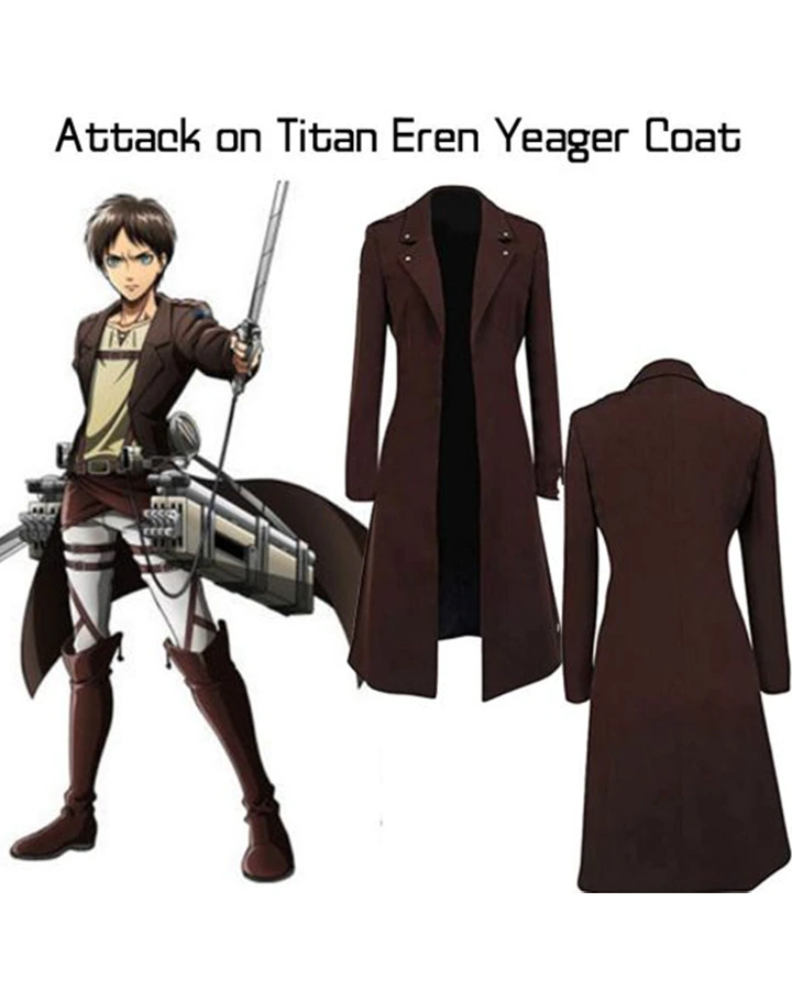 Buy Eren Yeager Attack on Titan Brown Long Wool Coat.webp
