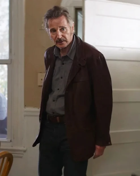 Buy Liam Neeson Absolution Brown Leather Blazer.webp