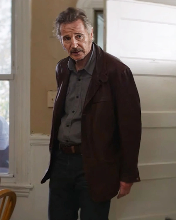 Buy Liam Neeson Absolution Brown Leather Blazer.webp