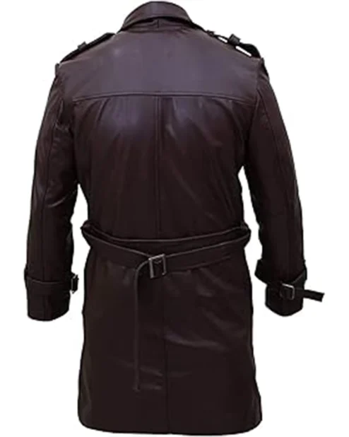 Buy Rorschach Watchmen Double Breasted Brown Leather Coat.webp