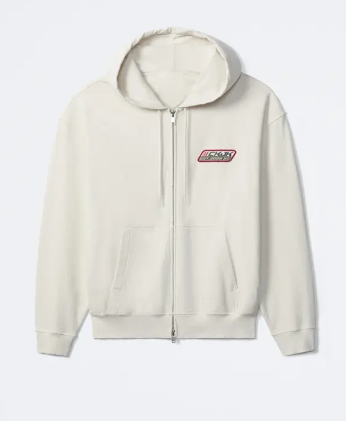 Calvin Klein Jungkook Zip Up White Hoodie