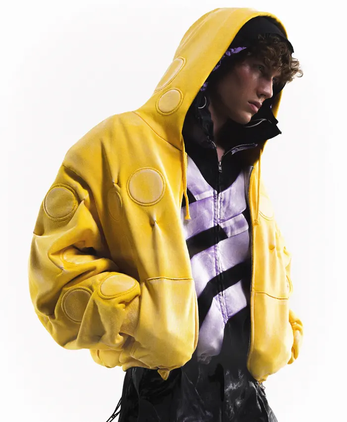 Canary Yellow Zip Up Hooded Jacket