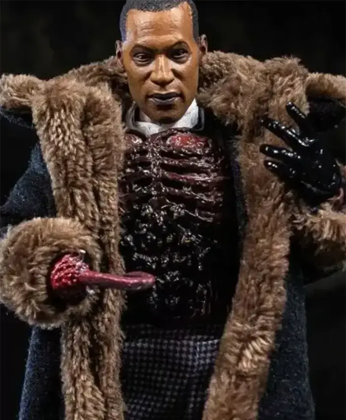 Candyman Anthony McCoy Black Fur Trench Coat front.webp