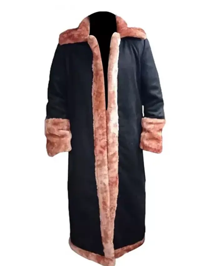 Candyman Anthony McCoy Black Fur Trench Coat frontt.webp