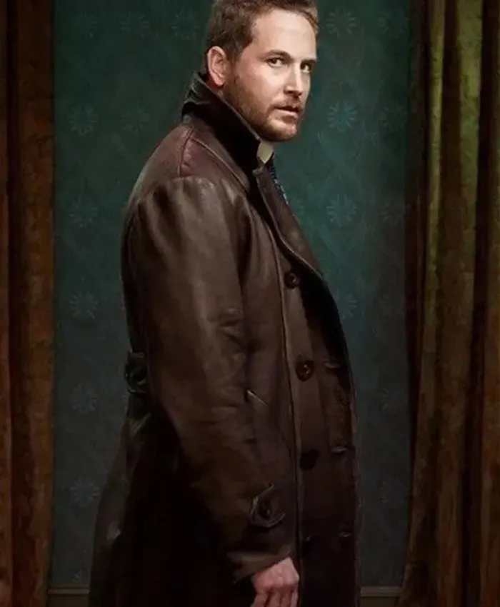 Cole Hauser Yellowstone Black Leather Trench Coat right.webp
