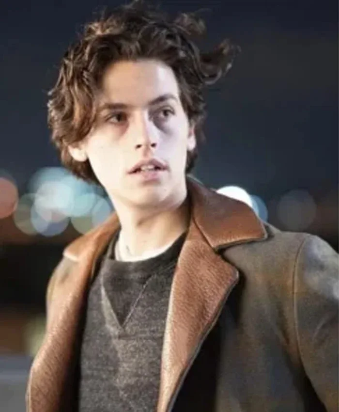 Cole Sprouse Five Feet Apart Will Newman Brown Wool Coat closeup.webp