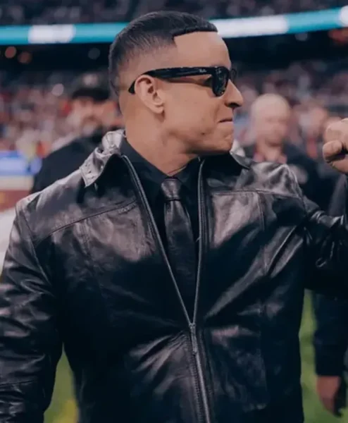 Daddy Halftime Show Yankee Black Leather Jacket
