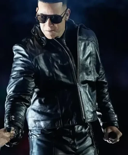 Daddy Yankee Halftime Show Black Leather Jacket