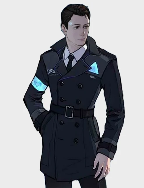 Detroit Become Human Connor Double Breasted Black Coat.webp
