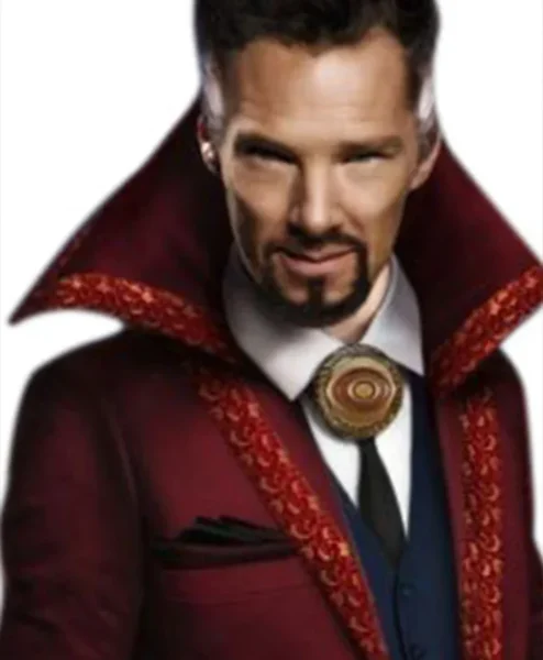 Doctor Strange Benedict Cumberbatch Long Red Coat front bg.webp