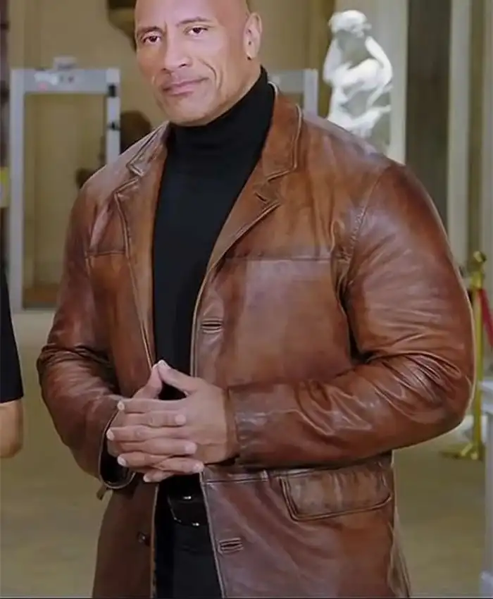 Dwayne Johnson Red Notice Brown Leather Coat left.webp