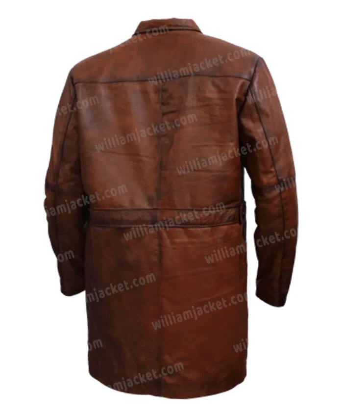 Dwayne Johnson Red Notice Brown Leather Coat shoot back.webp
