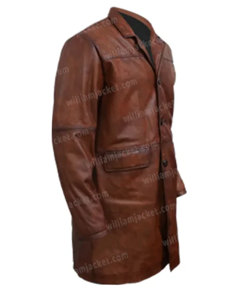 Dwayne Johnson Red Notice Brown Leather Coat shoot right.webp