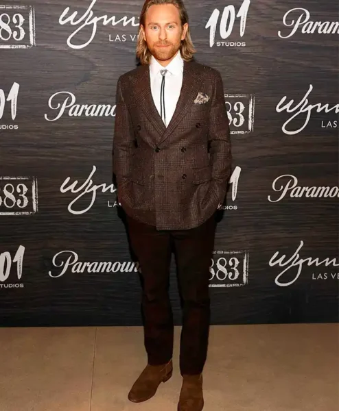 Eric Nelsen Yellowstone Origin 1883 Brown Checkered Coat front.webp