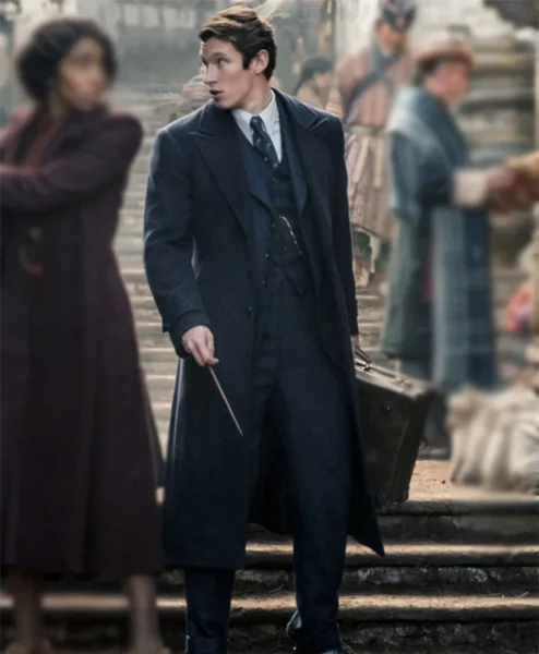 Fantastic Beasts The Secrets of Dumbledore Theseus Scamander Black Coat closeup.webp