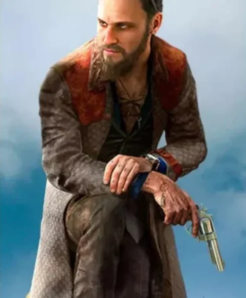 Far Cry 5 John Seed Long Leather Coat closeup.webp