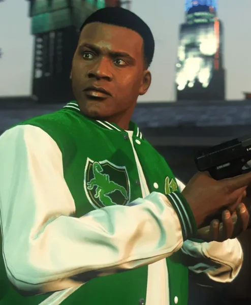 Franklin Adamim GTA 5 Green And White Varsity Jacket