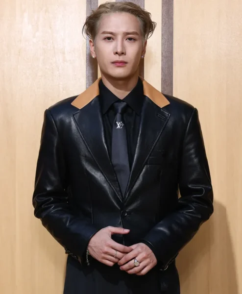 Jackson Wang Louis Vuitton SS27 Black Leather Jacket