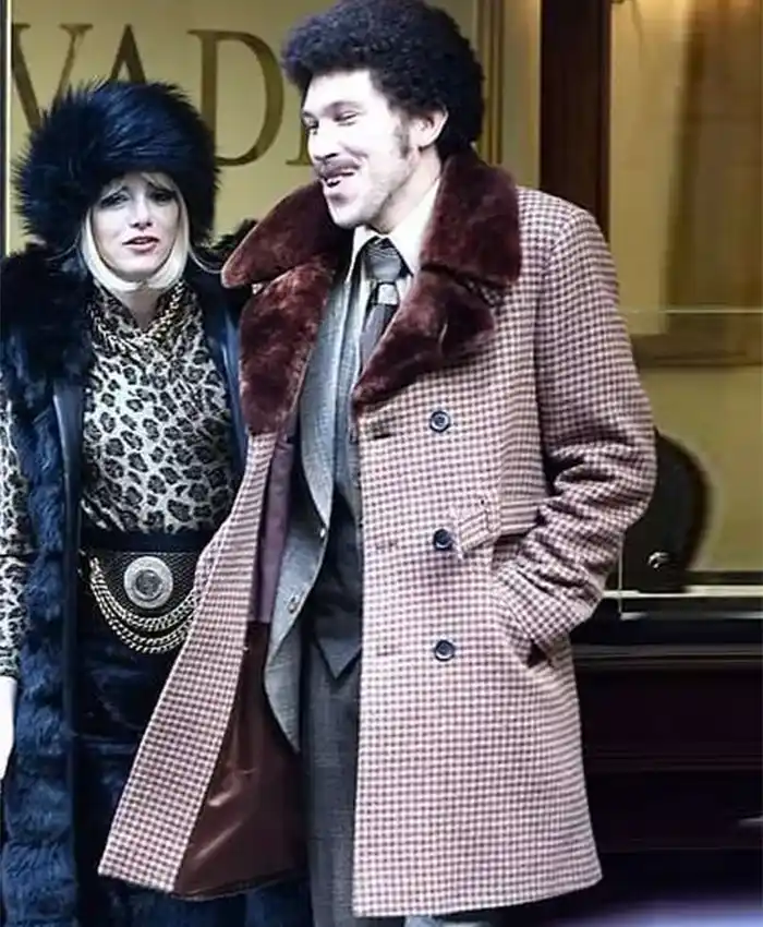 Joel Fry Cruella Pink Checked Coat left.webp