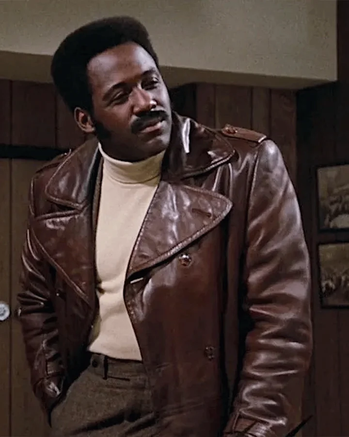 John Shaft 1971 Brown Leather Trench Coat.webp