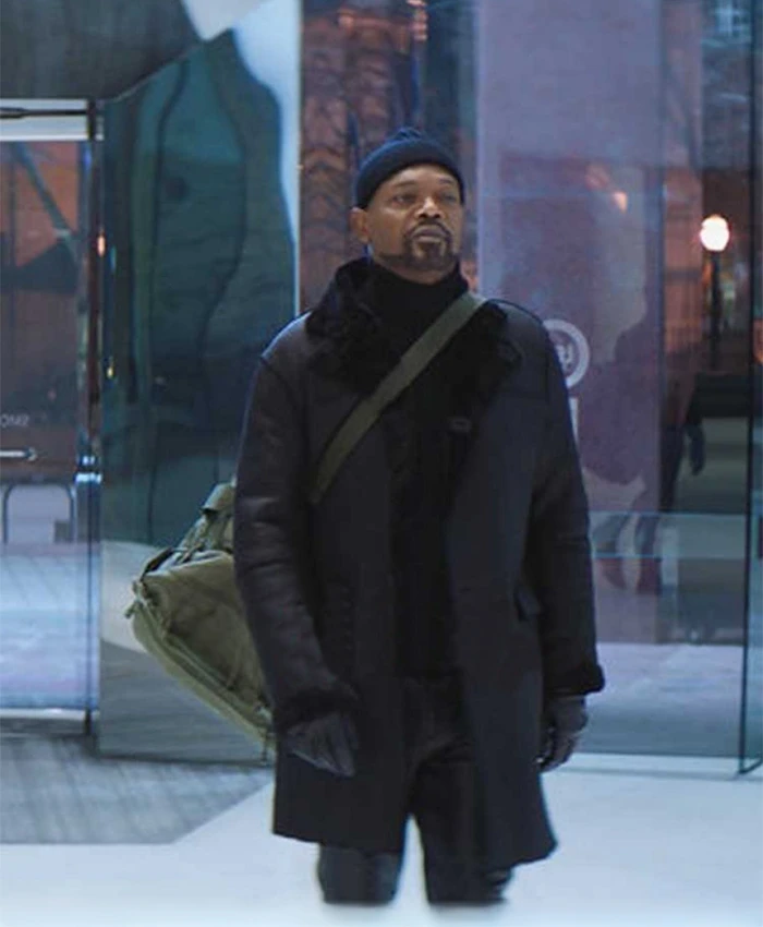 John Shaft 2019 Black Shearling Fur Leather Coat right.webp