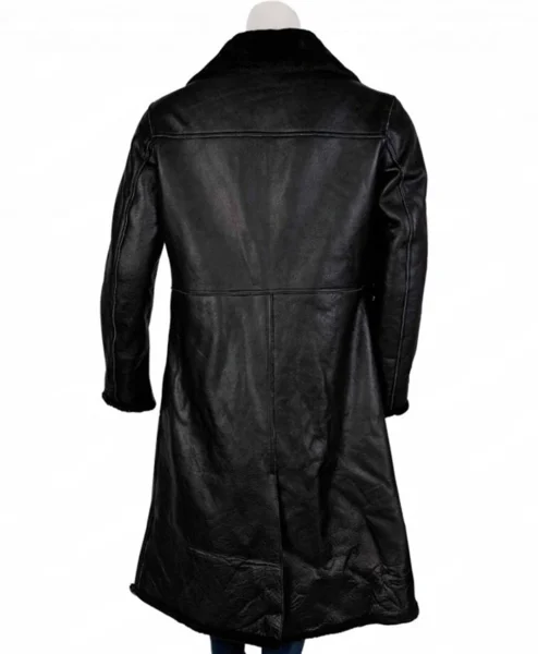 John Shaft 2019 Black Shearling Fur Leather Coat shoot back.webp