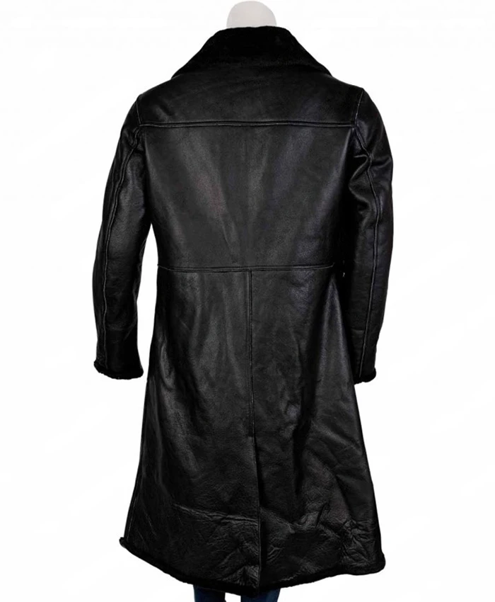 John Shaft 2019 Black Shearling Fur Leather Coat shoot back.webp